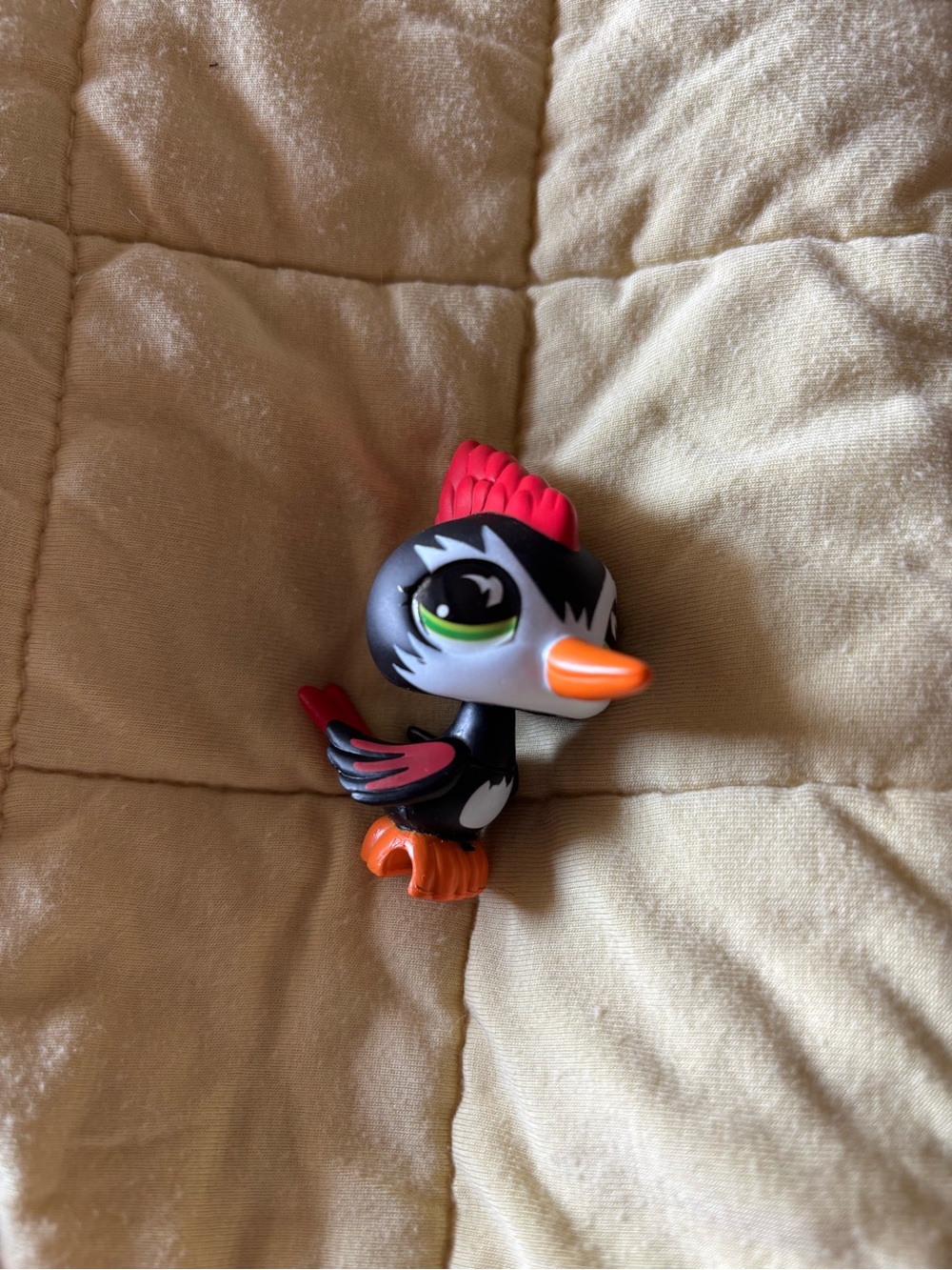Littlest Pet Shop Black, Red, Orange & Green Bird Figure